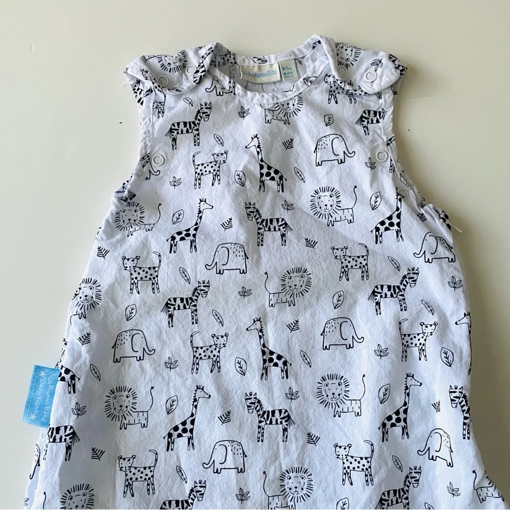 JoJo Maman Bebe Sleep Bag 0-6 months White Animal Print Cotton Summer